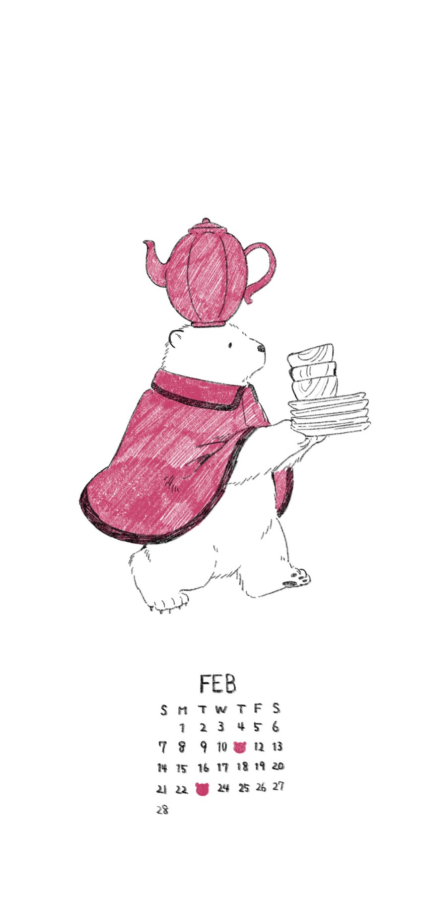 anthro biped black_nose calendar calendar_graphic clothed clothing container container_on_head dot_eyes fur holding_object holding_plate holding_stack number object_on_head plate simple_eyes solo stack teapot teapot_on_head white_body white_fur knimzknov bear mammal polar_bear ursine 2021 absurd_res hi_res