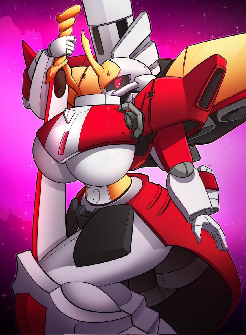 alternate_species armor beam_rifle beam_sword big_breasts breasts female gun huge_breasts humanoidized machine mecha melee_weapon metallic_body mono_eyed ranged_weapon solo sword under_boob vehicle weapon wings banjaxshool gundam mobile_suit_gundam fan_character ms-14j/br_gelgoog_vertex_corvette gelgoog humanoid living_machine living_vehicle mobile_suit robot robot_humanoid hi_res