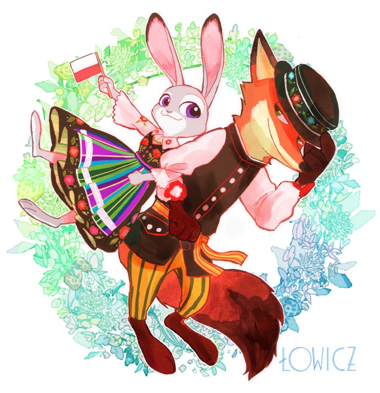 judy hopps and nick wilde (zootopia and etc) created by meno