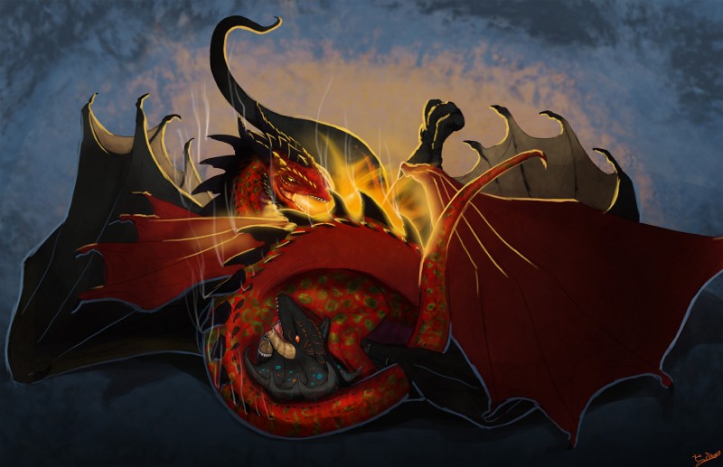 garlic and iskierka (temeraire (series) and etc) created by stardragon102