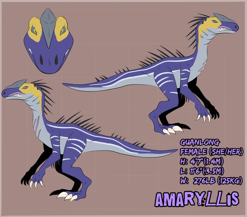 angry countershading female feral growling nude scar showing_teeth solo hirothedragon blue_sky_studios ice_age_(series) ice_age_3 amaryllis_(ice_age) fan_character dinosaur guanlong prehistoric_species reptile scalie theropod absurd_res hi_res model_sheet