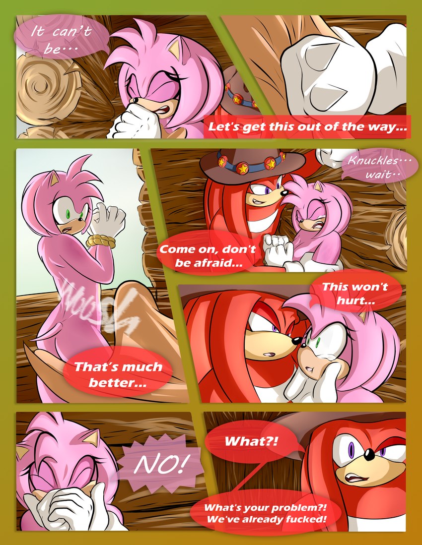 anthro bdsm bondage bound bruised butt clothing detailed_background dialogue duo female fur green_eyes hands_tied handwear hat headgear headwear kidnapping male purple_eyes restraints rope rope_bondage text breech_loader toso sega sonic_the_hedgehog_(series) amy_rose knuckles_the_echidna echidna eulipotyphlan hedgehog mammal monotreme 2020 absurd_res comic english_text hi_res