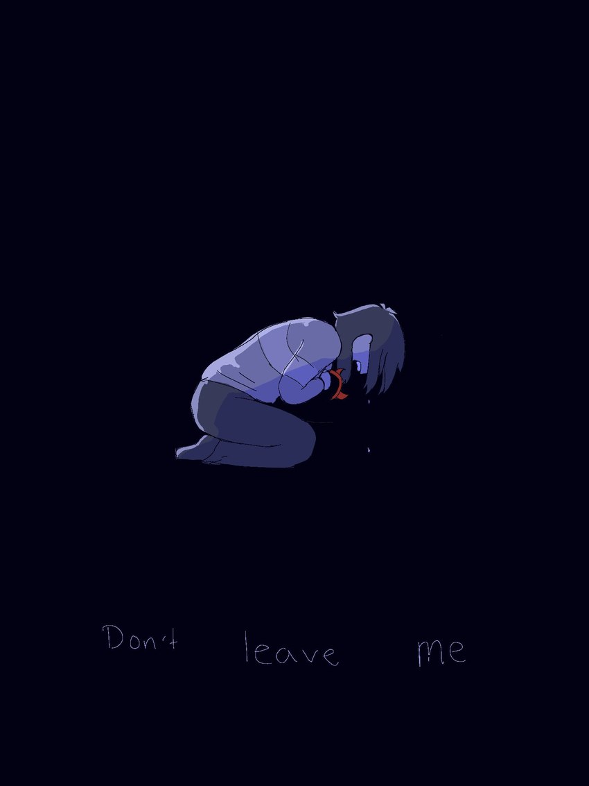 bodily_fluids bottomwear clothed clothing crying fully_clothed grief kneeling male pants sad screaming simple_background solo sweater tears text topwear trexpel deltarune undertale_(series) kris_(deltarune) human mammal 3:4 comic digital_media_(artwork) english_text hi_res