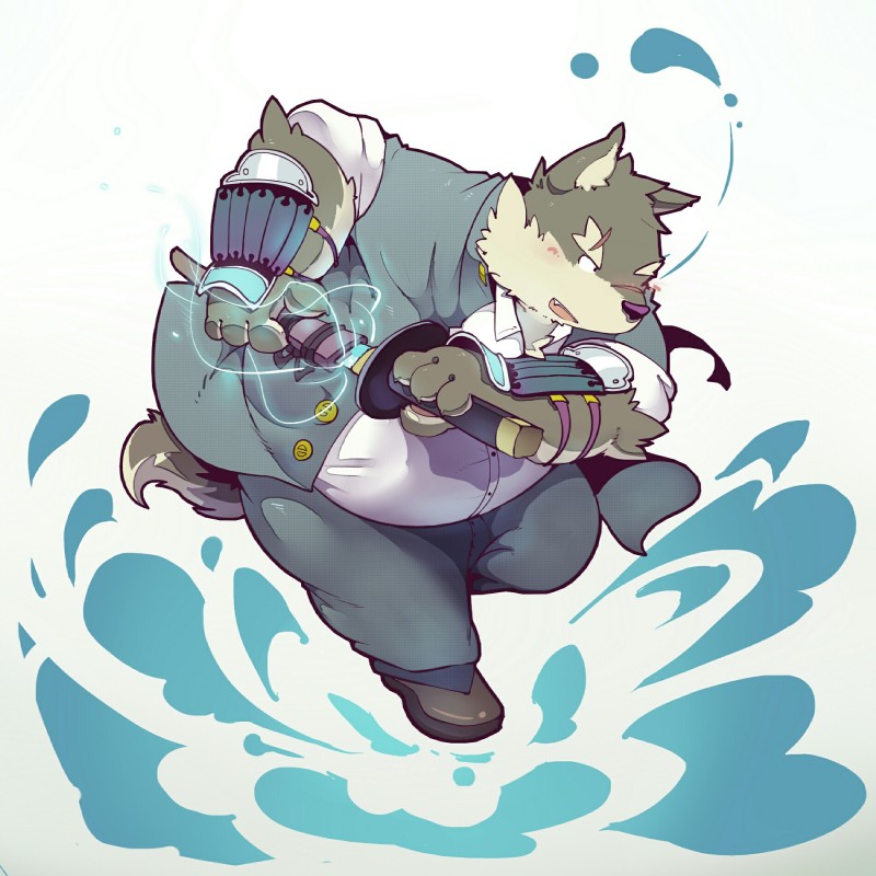 anthro armor asian_sword bracers kemono male melee_weapon ninjato obese obese_anthro obese_male overweight overweight_anthro overweight_male simple_background solo sword weapon white_background quanjiang third-party_edit lifewonders tokyo_afterschool_summoners moritaka_(tas) canid canine canis domestic_dog mammal 1:1 2016 hi_res