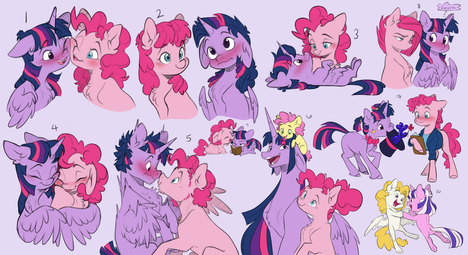 balloon_animal blush cheeks_touching chibi crossgender cuddling duo female female/female feral horn male male/male wings doodlemark friendship_is_magic hasbro my_little_pony mythology pinkie_pie_(mlp) surprise_(pre-g4) twilight_(mlp) twilight_sparkle_(mlp) equid equine mammal mythological_creature mythological_equine unicorn winged_unicorn absurd_res hi_res