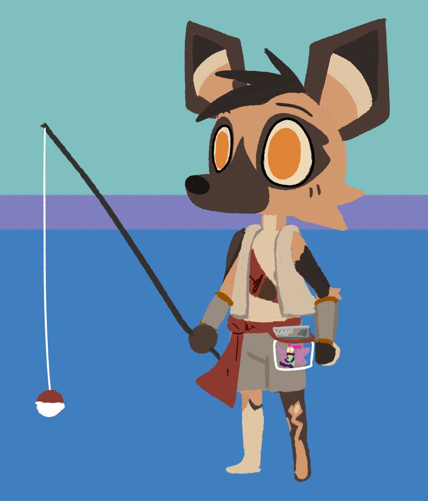 ambiguous_gender anthro black_body black_fur black_hair black_nose brown_body brown_fur container duo fishing fishing_rod fur hair jar kerchief orange_eyes solo_focus tan_body tan_fur wicked_whiskers zgf_art recallers_of_the_lost_pathfinder webfishing zgf_gaming paint_(razim) paint_(recallers_of_the_lost) african_wild_dog arthropod canid canine fairy insect lepidopteran mammal moth 2024 hi_res male_(lore)