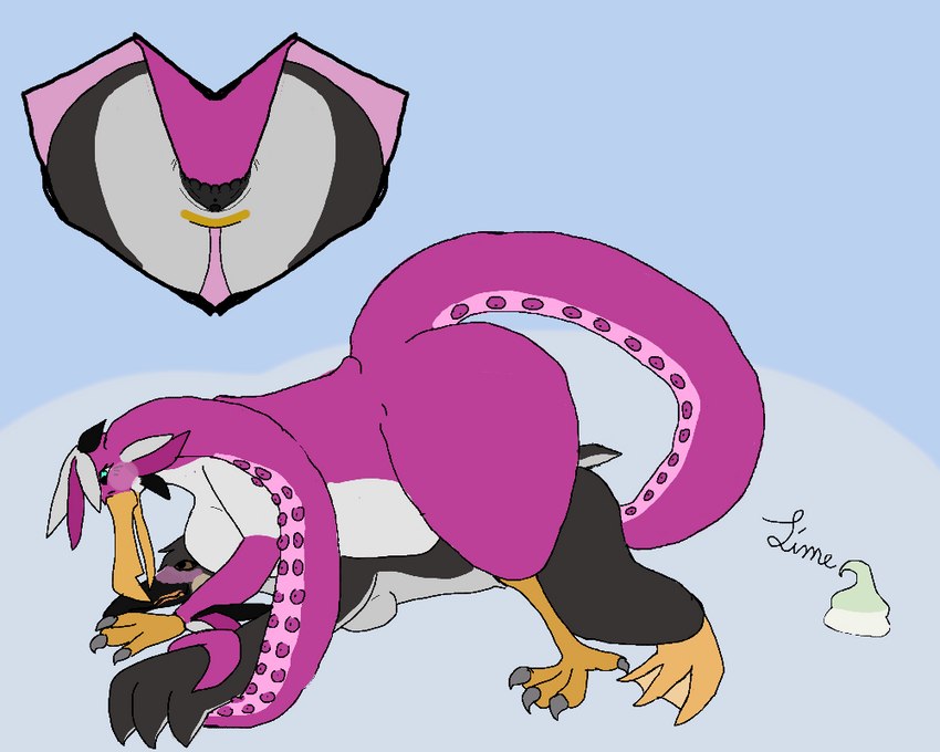 anthro beak black_body duo feet female female/female genitals membrane_(anatomy) penetration pink_body pinned sex tail tail_fetish tail_in_pussy tail_insertion tail_play tail_sex talon_hands talons tentacle_in_pussy tentacle_penetration tentacle_sex tentacle_tail tentacles toes unusual_anatomy unusual_tail vaginal vaginal_penetration webbed_feet lime_custard tetra avian bird emperor_penguin penguin 5:4