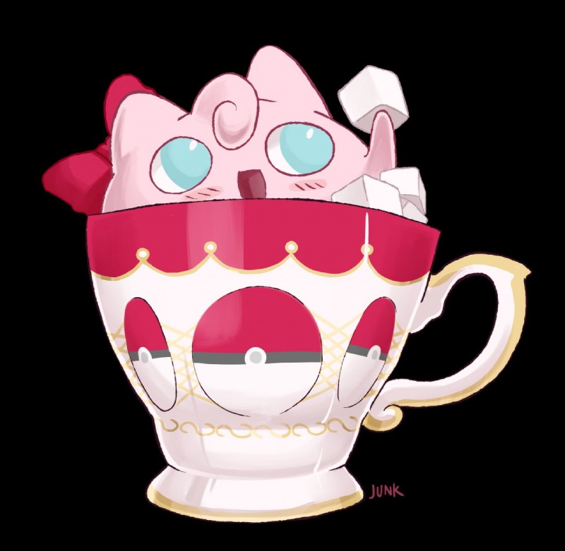 ambiguous_gender biped black_background blue_eyes blush bow_(feature) container cup featureless_hands feral front_view hair holding_object in_container in_cup monotone_body monotone_face monotone_hair monotone_hands open_mouth open_smile pink_body pink_ears pink_face pink_hair pink_hands red_ribbon ribbons short_hair simple_background smile solo sugar sugar_cube tea_cup junktastic nintendo pokemon generation_1_pokemon jigglypuff pokemon_(species) waddling_head 2013 digital_media_(artwork) hi_res signature