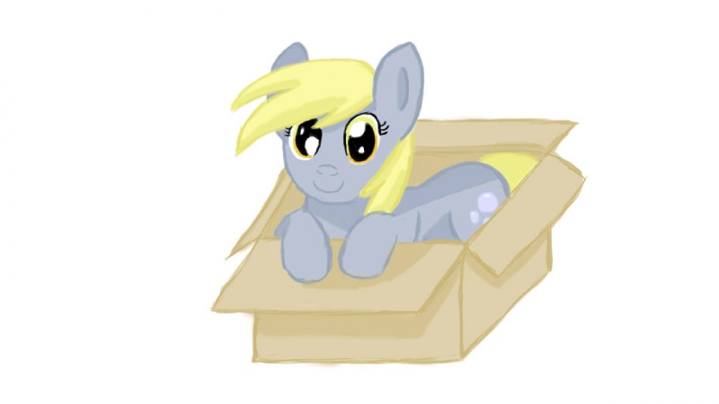 amber_eyes blonde_hair box container cutie_mark female feral fur grey_body grey_fur hair in_box in_container solo jbond friendship_is_magic hasbro if_it_fits_i_sits_(meme) my_little_pony derpy_hooves_(mlp) equid equine horse mammal pony 16:9 meme widescreen