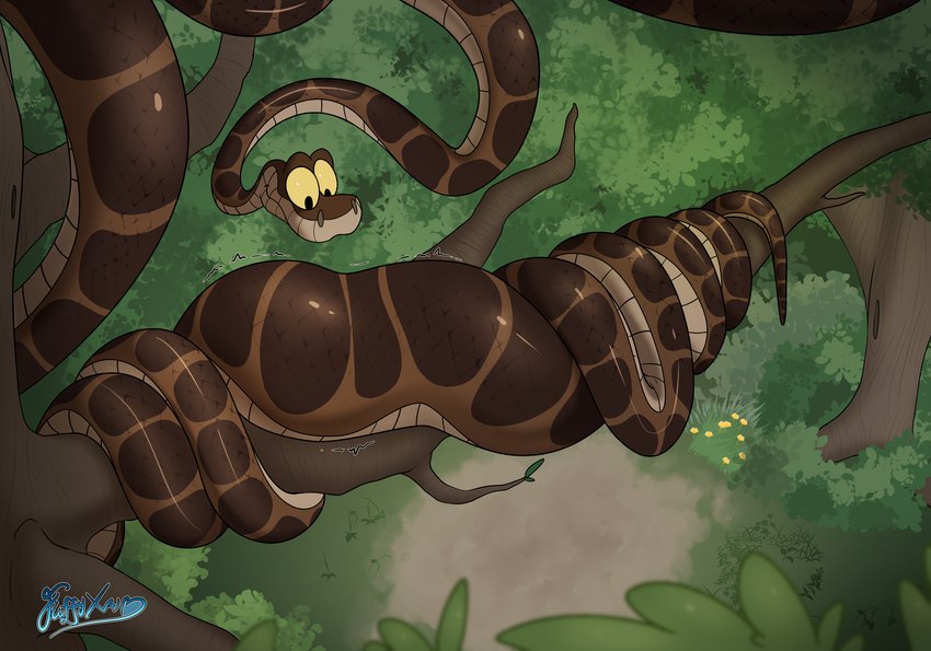 kaa (the jungle book and etc) created by fluffyxai