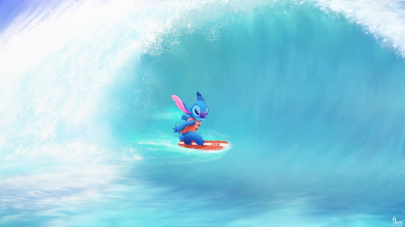 4_fingers ambiguous_gender blue_body blue_claws blue_fur blue_nose bottomless claws clothed clothing fingers fur head_tuft life_jacket notched_ear small_tail smile solo surfboard surfer surfing tail toe_claws touching_water tuft vehicle water watercraft wave petrock disney lilo_and_stitch stitch_(lilo_and_stitch) alien experiment_(lilo_and_stitch) 16:9 2017 digital_media_(artwork) digital_painting_(artwork) hi_res signature wallpaper widescreen