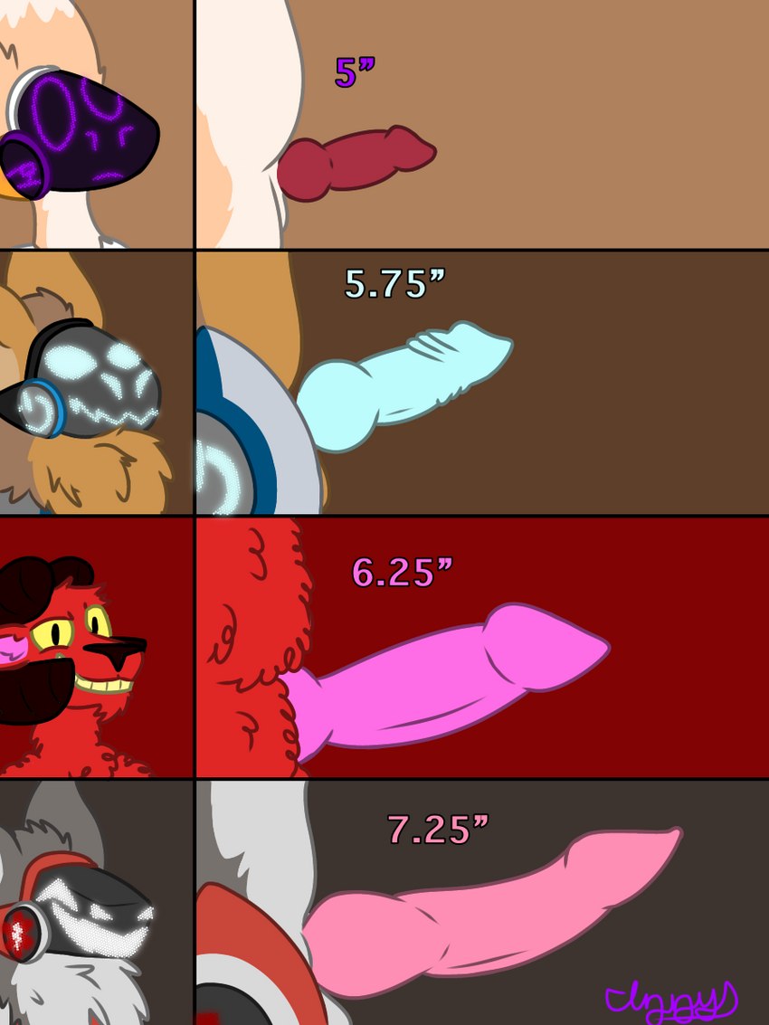 animal_genitalia animal_penis anthro balls big_penis canine_genitalia canine_penis chart closed_smile comparing comparing_penis cybernetics erection fur genitals group group_nudity hair knot machine male measurements mouth_closed nude penis penis_chart penis_size_difference presenting screen screen_face simple_background smile smug smug_grin tan_body text vein veiny_penis white_body white_fur theprotoboye penis_lineup izzy_(theprotoboye) reboot_(character) rush_(protogen) soup_(dasoupguy) bovid canid canine caprine domestic_sheep fennec_fox fox mammal protogen sheep true_fox 3:4 digital_media_(artwork) hi_res translated