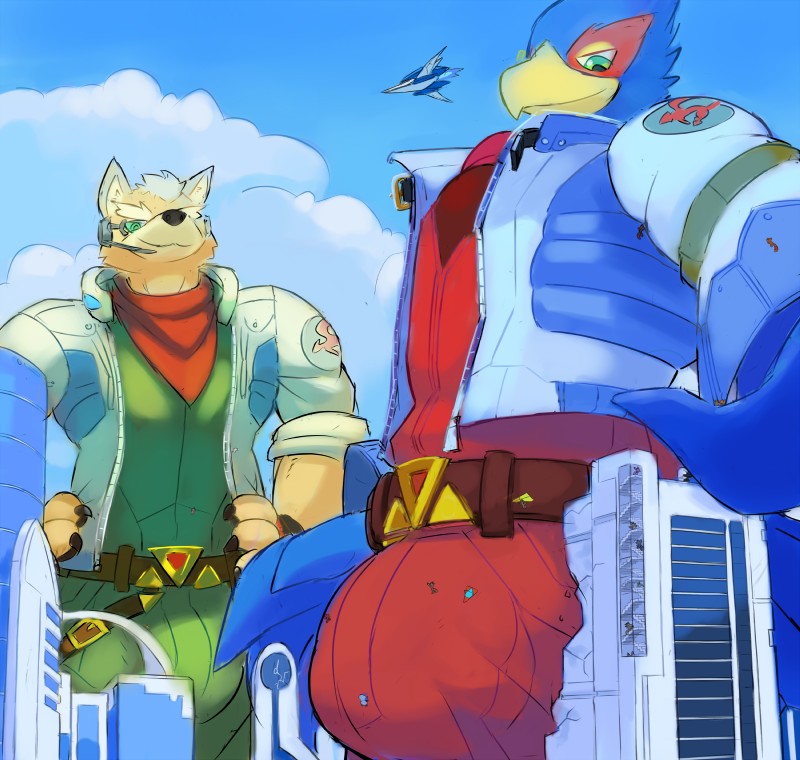 falco lombardi and fox mccloud (nintendo and etc) created by ozoneserpent