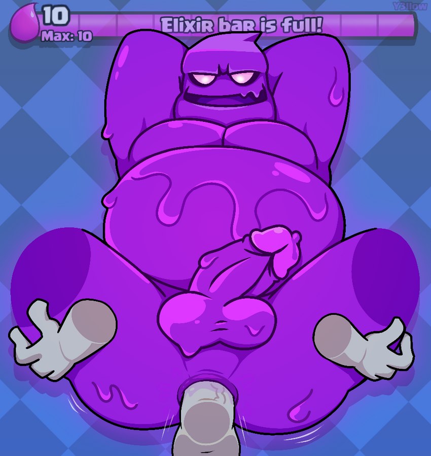 anal anal_penetration balls bodily_fluids disembodied_hand disembodied_penis dripping duo elixir first_person_view genital_fluids genitals human_penetrating male male/male not_furry nude overweight overweight_male penetrating_pov penetration penis power_bottom precum precum_drip purple_body purple_penis size_difference slightly_chubby slime solo_focus clash_royale supercell_(company) animate_inanimate elixir_golem goo_creature goo_humanoid human humanoid mammal digital_media_(artwork)