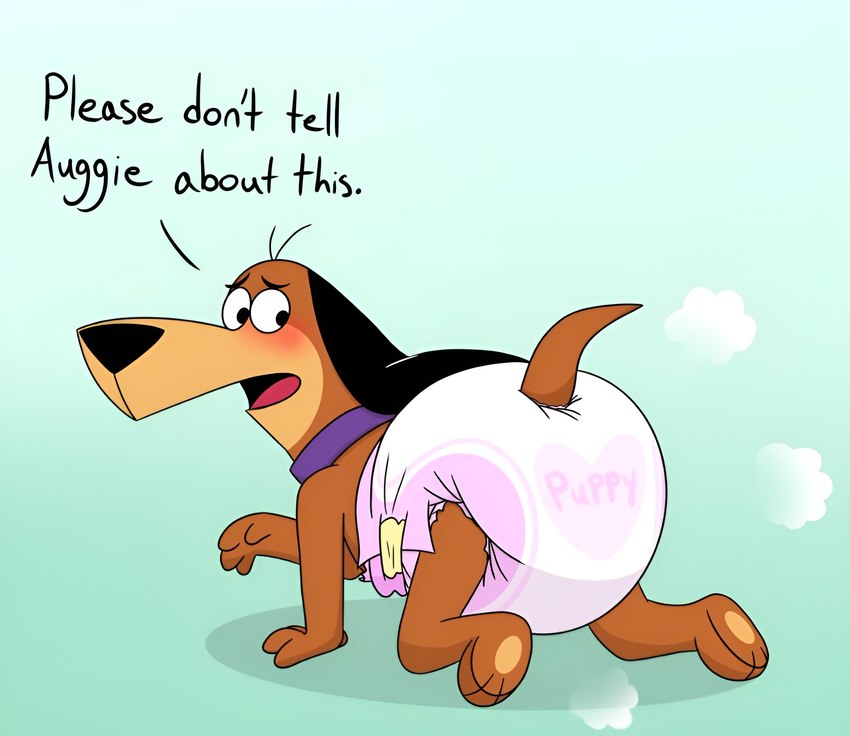 anthro big_diaper blush clothed clothing crawling diaper male paws poofy_diaper solo tail text wearing_diaper fang29 augie_doggie_and_doggie_daddy hanna-barbera doggie_daddy canid canine canis dachshund domestic_dog hunting_dog mammal english_text hi_res