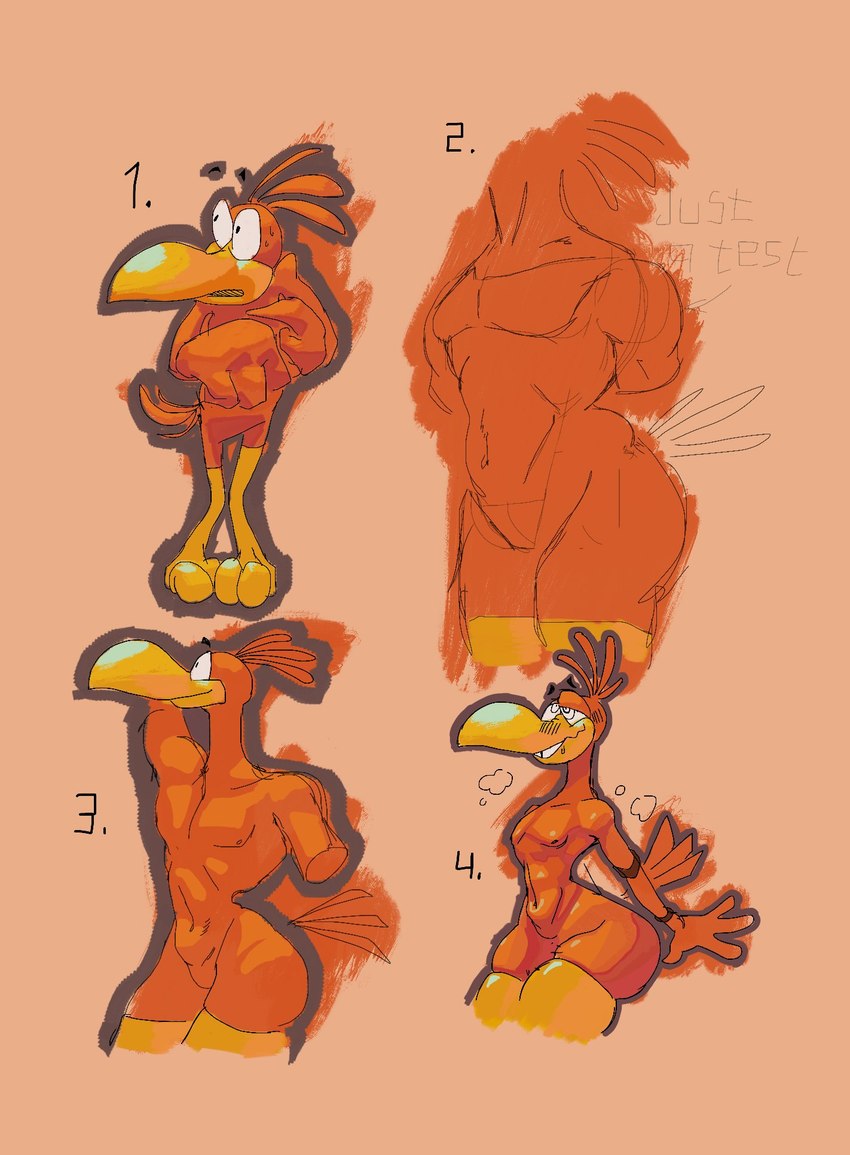 anthro athletic avian_feet beak blush bodily_fluids crazy_eyes feathers featureless_crotch hands_behind_back looking_aside looking_pleasured male mascot nude o_0 plumage solo steam study sweat tail tail_feathers text thick_thighs wide_eyed wide_hips conadolpomp cocoa_puffs general_mills sonny_the_cuckoo_bird avian bird 2021 colored colored_sketch digital_drawing_(artwork) digital_media_(artwork) english_text full-length_portrait hatching_(art) hi_res model_sheet portrait shaded sketch