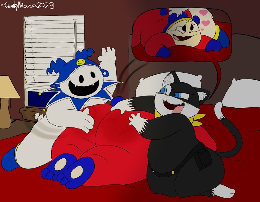jack frost, morgana, and teddie (megami tensei persona and etc) created by chonkymouse