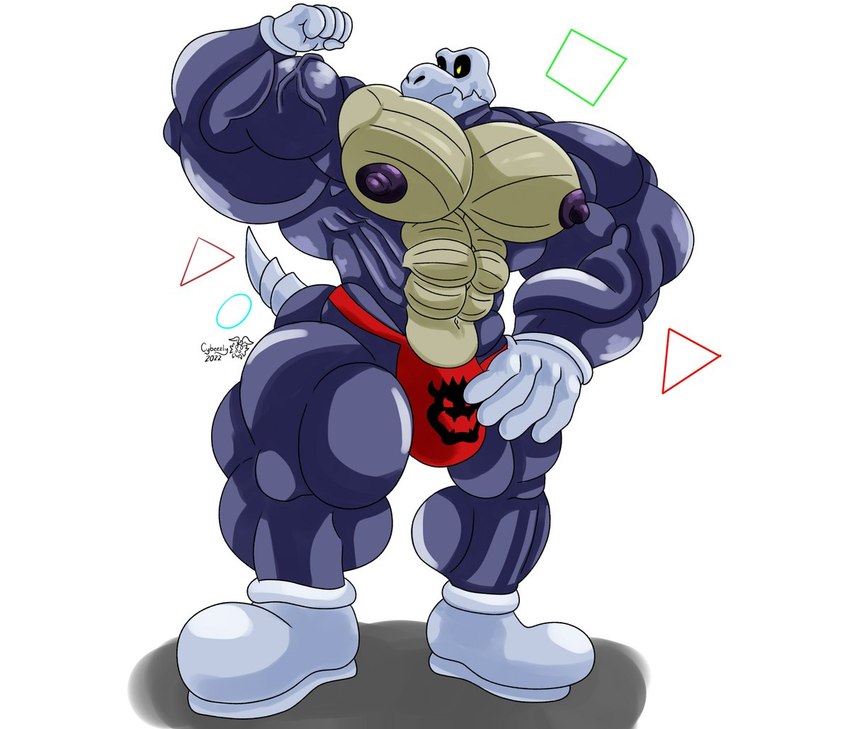 abs anthro biceps big_muscles boots bulge clothing flexing footwear gloves handwear huge_muscles male muscular nipples pecs shoes solo underwear chucknorris25 cybeezly mario_bros nintendo dry_himbones fan_character dry_bones koopa koopa_troopa scalie himbo