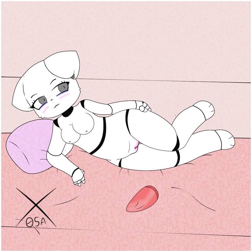 anthro dildo female genitals machine nude pussy sex_toy simple_background solo white_body xurru05a xurru05a_(xurru05a) animatronic robot robot_anthro 1:1 2024 digital_media_(artwork) signature widescreen