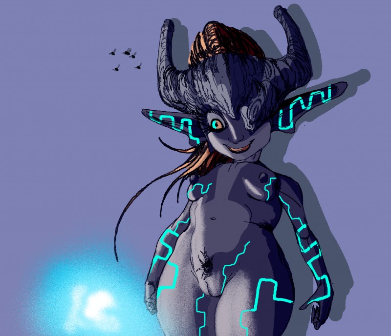 breasts female female_focus genitals group markings nipples not_furry pubes pussy short_stack solo_focus bolt-s_(artist) nintendo the_legend_of_zelda twilight_princess midna ambient_arthropod ambient_fly ambient_insect arthropod fly_(animal) humanoid insect twili absurd_res hi_res