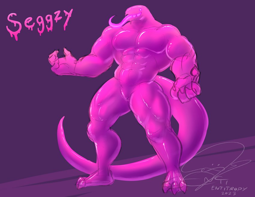 3_toes 4_fingers abs biped claws empty_eyes featureless_crotch feet finger_claws fingers glistening glistening_body male monotone_body muscular muscular_arms muscular_male muscular_thighs pecs pink_body pink_tongue purple_background simple_background solo standing toe_claws toes tongue tongue_out entitropy seggzy_(entitropy) goo_creature 2023 absurd_res character_name dated full-length_portrait hi_res portrait signature