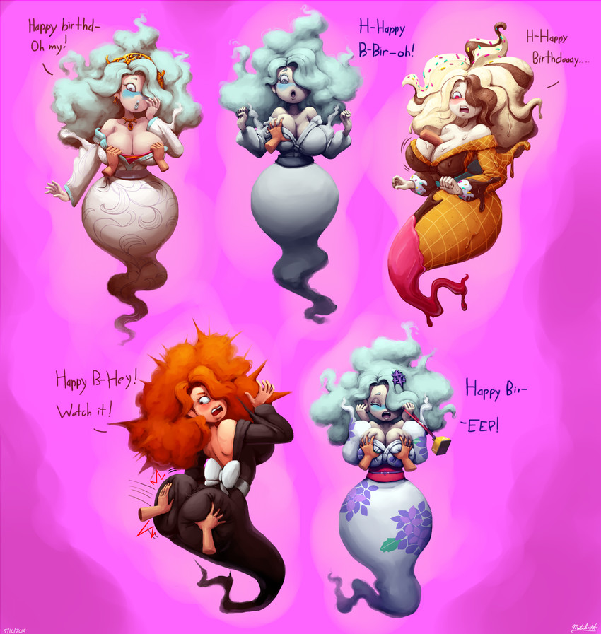 asian_clothing big_breasts big_butt big_hair black_clothing black_kimono blue_blush blue_eyes blue_eyeshadow blue_lipstick blush bodily_fluids breast_grab breast_play breasts brown_highlights butt butt_grab cleavage clothed clothing cloud dialogue disembodied_hand disembodied_penis ear_piercing east_asian_clothing embarrassed eyelashes eyes_closed eyeshadow female food food_hair front_view genitals ghost_tail grey_clothing grey_eyes grey_hair grey_kimono group hair hair_over_eye hand_on_breast hand_on_butt highlights_(coloring) huge_breasts huge_butt japanese_clothing jewelry kimono lipstick long_hair makeup male melting melting_ice_cream necklace open_mouth orange_hair pale_skin pattern_clothing pattern_kimono penis piercing pink_background pseudo_hair rear_view red_eyes sex simple_background surprised sweat sweatdrop tan_body tan_hair tan_skin text titfuck white_clothing white_kimono wide_hips outta_sync asian_mythology east_asian_mythology japanese_mythology level-5 mythology yo-kai_watch nagmella omatsuri_enraenra smogmella softkemuuri air_creature elemental_creature food_creature humanoid living_cloud spirit yokai absurd_res character_request english_text hi_res