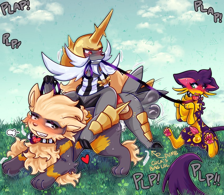 collar cuckold female feral group infidelity leakage leash male male/female noisy_sex trio justiceposting nintendo pokemon fai_(character) fan_character kaden_(mudasnake) spade_lovelight arcanine generation_1_pokemon generation_5_pokemon liepard pokemon_(species) samurott absurd_res hi_res