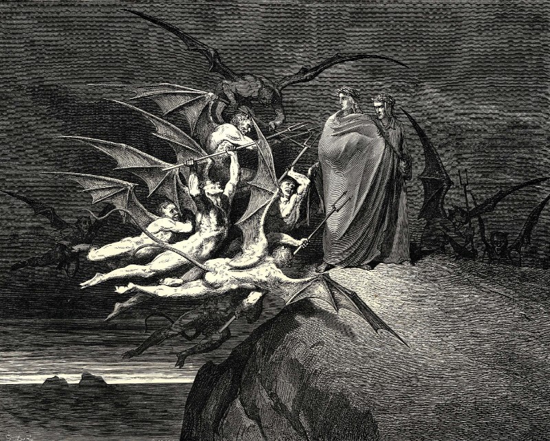 dante alighieri and virgil (inferno (divine comedy) and etc) created by gustave dore