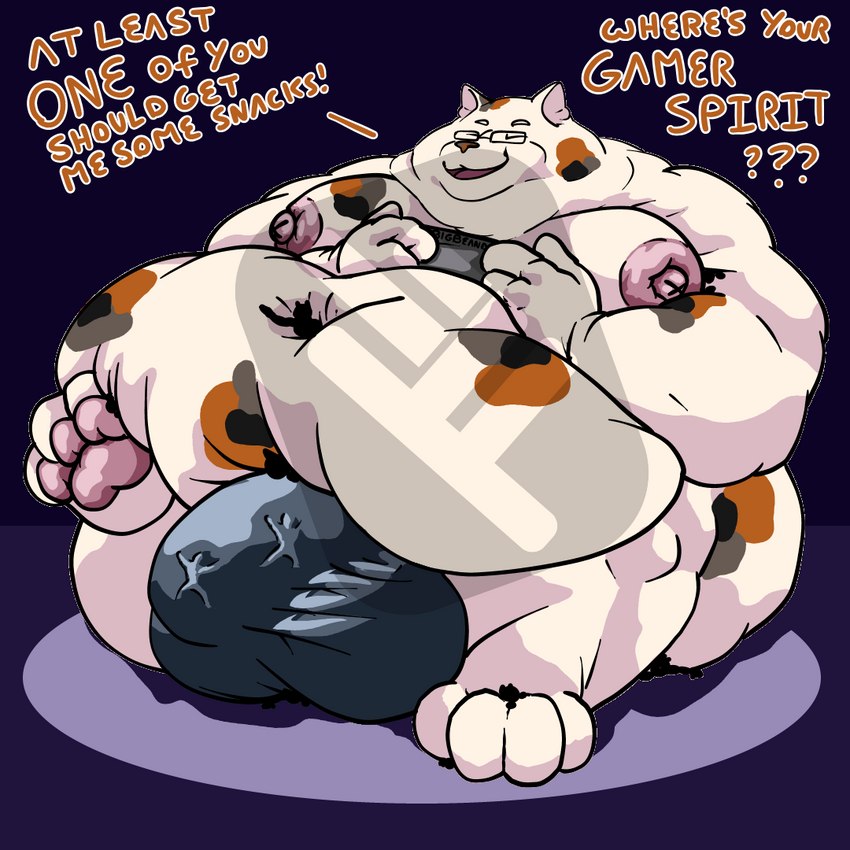 anthro anthro_pred attribute_theft balls_outline belly between_toes big_belly big_bulge big_butt body_size_growth bulge butt butt_crush butt_smother clothing controller crush detailed_bulge dominant electronics extreme_size_difference eyewear fat_rolls feet foot_crush game_controller gaming genital_outline glasses group huge_belly huge_bulge huge_butt humanoid_hands hyper hyper_belly hyper_butt kemono larger_male lazy male micro morbidly_obese morbidly_obese_anthro morbidly_obese_male neck_rolls nipples obese obese_anthro obese_male ordering_food overweight overweight_anthro overweight_male pawpads penis_outline pink_nipples simple_background size_difference size_theft size_transformation smile smothering solo_focus text thick_thighs toes transformation trapped trapped_in_butt trapped_in_clothing trapped_in_underwear weight_gain fujiyama_samoyed nintendo nintendo_switch anon tekku-san_(fujiyama_samoyed) bobtail_cat calico_cat domestic_cat felid feline felis japanese_bobtail mammal 1:1 distracting_watermark english_text watermark