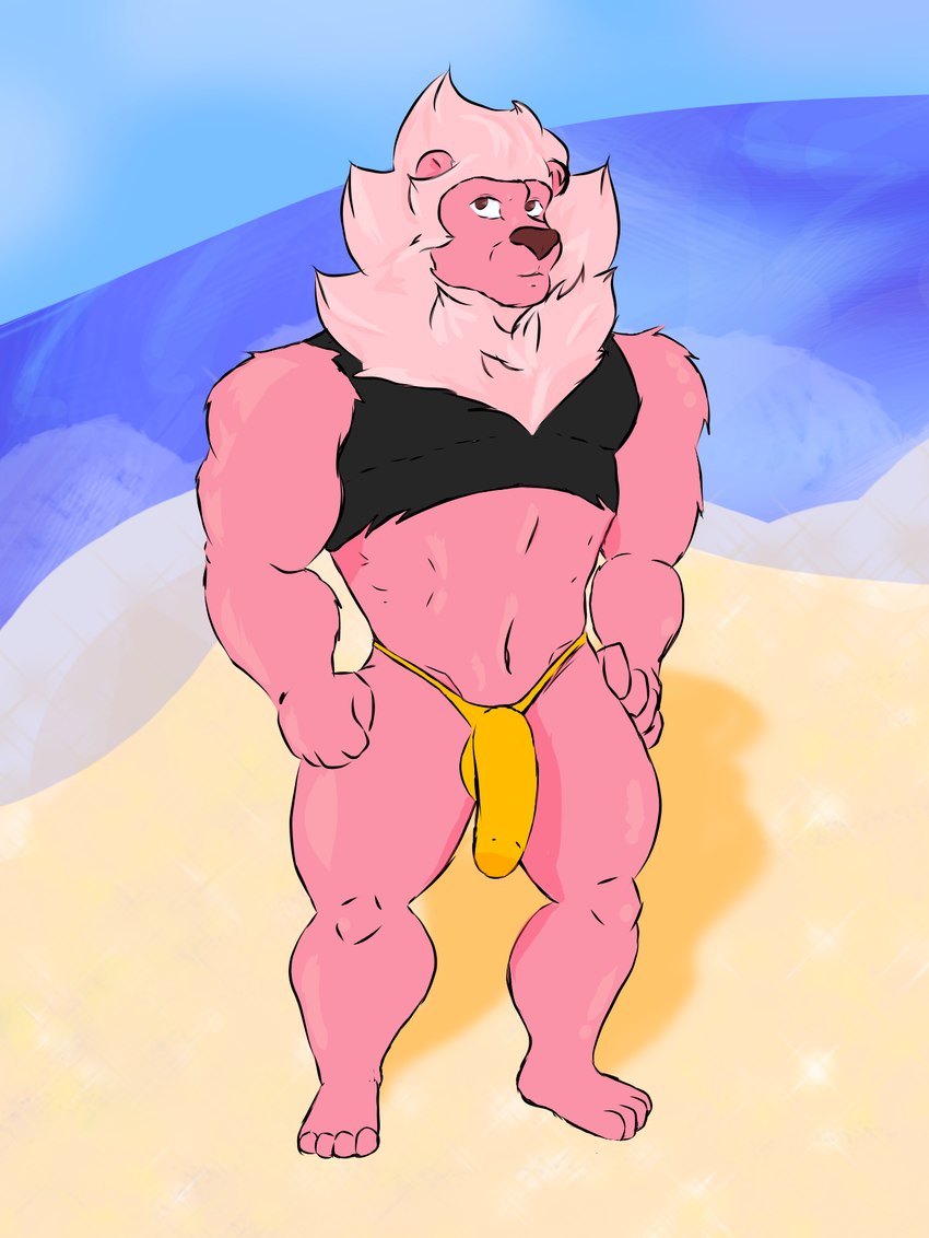 anthro big_penis genitals male muscular pecs penis pink_body solo gaek cartoon_network steven_universe lion_(steven_universe) felid lion mammal pantherine hi_res