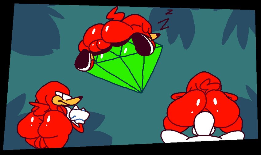 anal anal_penetration anthro balls big_butt butt genitals looking_at_viewer male master_emerald penetration presenting presenting_hindquarters simple_background sleeping solo superiorfox sega sonic_the_hedgehog_(series) knuckles_the_echidna echidna mammal monotreme emerald_(disambiguation)