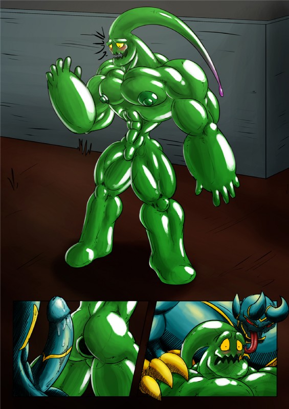 bulge butt duo genitals goo_transformation looking_at_hand male muscular muscular_male nipples pecs penis shocked small_waist transformation dragmon league_of_legends riot_games tencent galio_(lol) zac_(lol) gargoyle goo_creature 2017 comic hi_res