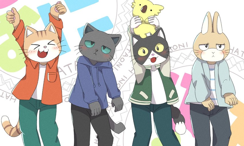 kuehiko roshihara, rufuta hachitani, tapio chatarozawa, and uwaharu nezazono (working buddies!) created by kemoizumi