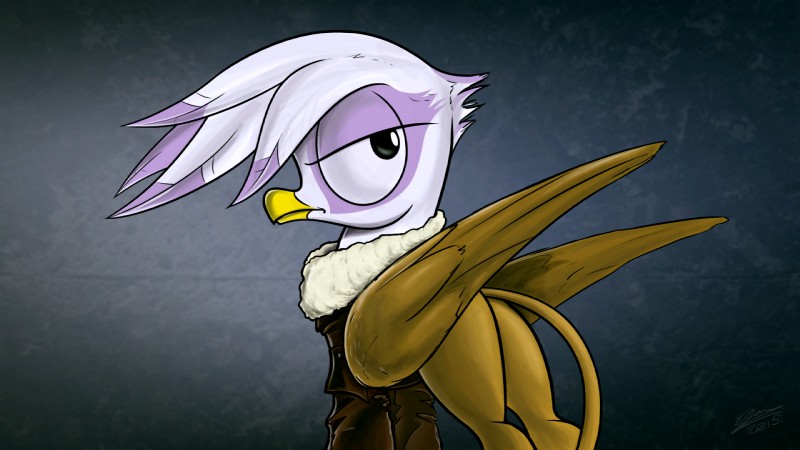 beak brown_body brown_feathers clothing feathered_wings feathers female feral fur grey_background hair looking_at_viewer purple_body purple_feathers simple_background solo tail white_body white_feathers wings yellow_beak dori-to friendship_is_magic hasbro my_little_pony mythology gilda_(mlp) avian gryphon mythological_avian mythological_creature 16:9 2015 hi_res widescreen