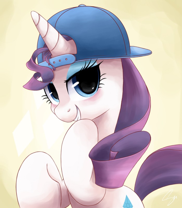 blue_eyes clothing cutie_mark female feral hair hat headgear headwear horn long_hair looking_at_viewer purple_hair smile solo steffy-beff friendship_is_magic hasbro my_little_pony mythology rarity_(mlp) equid equine mammal mythological_creature mythological_equine unicorn absurd_res hi_res