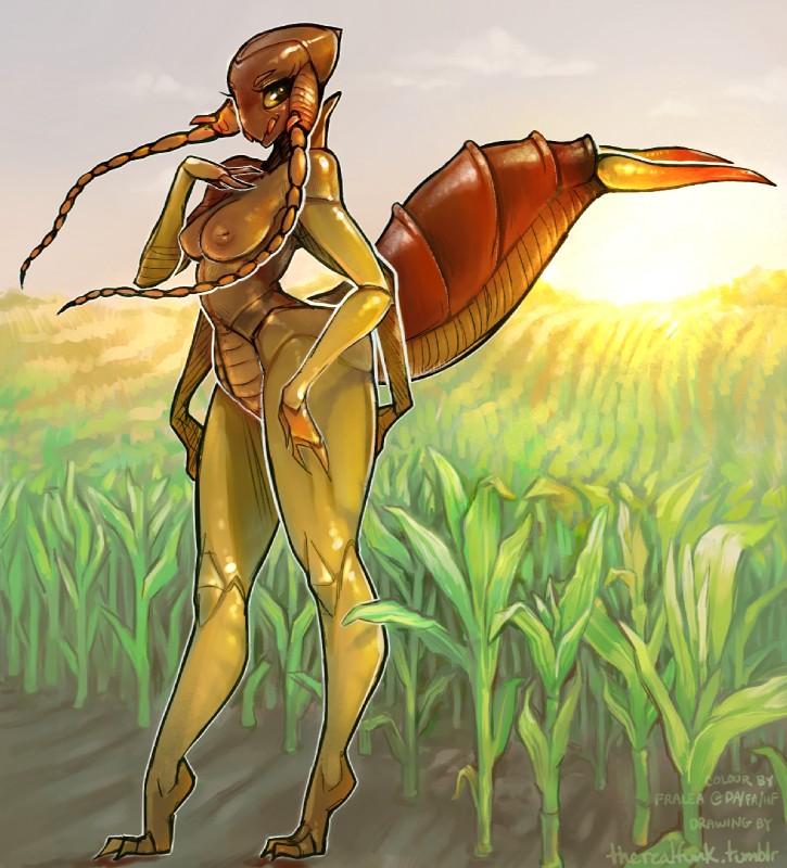 antennae_(anatomy) anthro arthropod_abdomen biped breasts eyelashes female long_legs looking_at_viewer mandibles multi_arm multi_limb non-mammal_breasts nude outside pincers solo standing tiptoes wide_hips fralea liveforthefunk arthropod earwig insect artist_collaboration hi_res