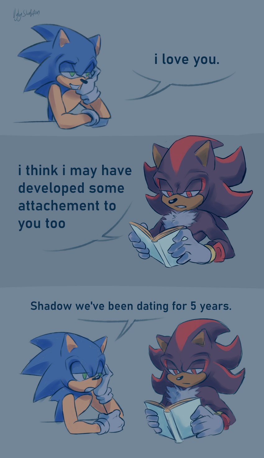 shadow the hedgehog and sonic the hedgehog (sonic the hedgehog (series) and etc) created by uglyskeleton