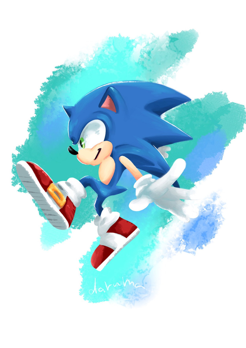 anthro blue_body blue_fur clothing footwear fur gloves green_eyes handwear male shoes simple_background smile solo white_background white_clothing white_gloves white_handwear mennnntaiko sega sonic_the_hedgehog_(series) sonic_the_hedgehog eulipotyphlan hedgehog mammal 2019 digital_drawing_(artwork) digital_media_(artwork) hi_res signature