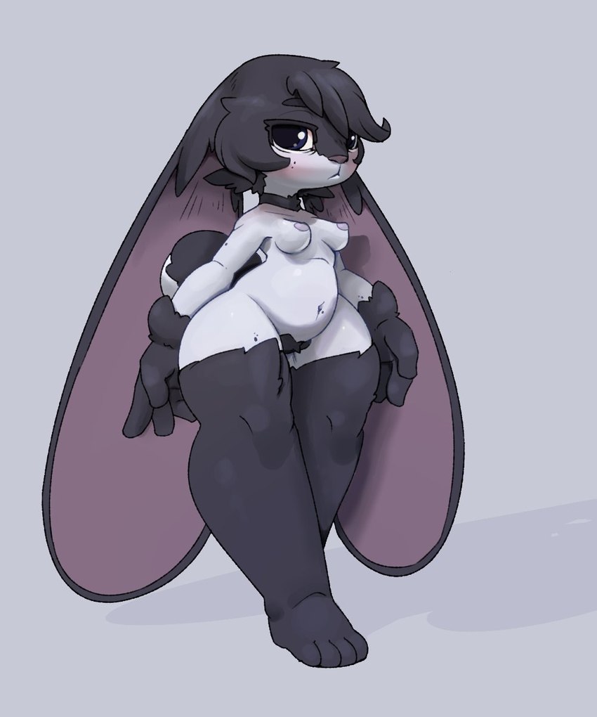 4_toes anthro black_body black_fur breasts feet female floppy_ears fur huge_ears lop_ears pubes slightly_chubby slightly_chubby_anthro slightly_chubby_female solo toes white_body white_fur wide_hips pixelhat bonnie_(pixelhat) lagomorph leporid mammal rabbit 2024 5:6 hi_res