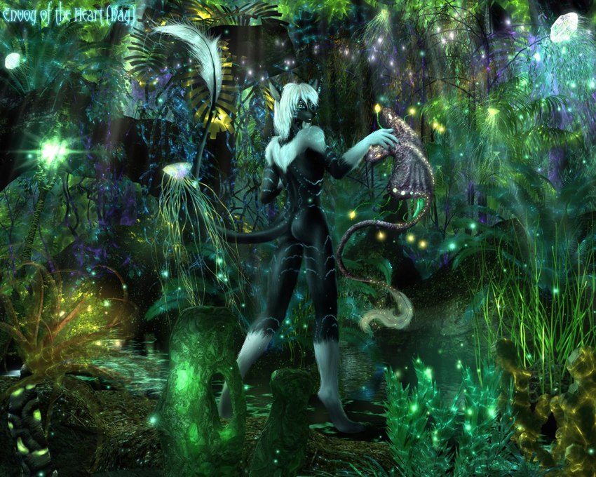 4_fingers amazing_background anthro athletic athletic_male back_muscles bioluminescence black_body black_claws black_fur blue_body blue_fur blue_hair butt claws curiosity curious detailed_background digitigrade dipstick_tail duo fantasy fern fingers flying forest fur glowing grass green_eyes hair hand_on_head jungle lights long_legs long_tail looking_at_another male markings multicolored_body multicolored_fur nature nude outside patting plant raised_tail rear_view science_fiction slim smile solo_focus standing tail tail_markings tail_tuft teeth text touching_another tree tuft vines water wood selker selker_ari nay alien canid canine extraterrestrial mammal sindaraye unknown_species pat_(disambiguation) 5:4 detailed english_text