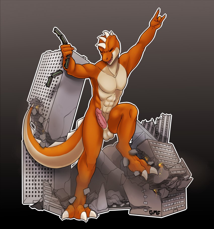 anthro balls building city cityscape destruction erection genitals kick macro male penis rampage romp solo stomping tail train vehicle gasmaskfox mythology vamux dragon mythological_creature mythological_scalie scalie drake_(disambiguation) absurd_res hi_res