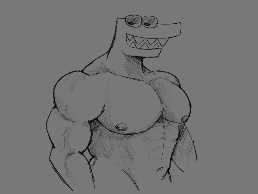 anthro black_body letter male muscular nude sharp_teeth solo suggestive_look teeth marvofun alphabet_(mike_salcedo) f_(mike_salcedo) scalie hi_res