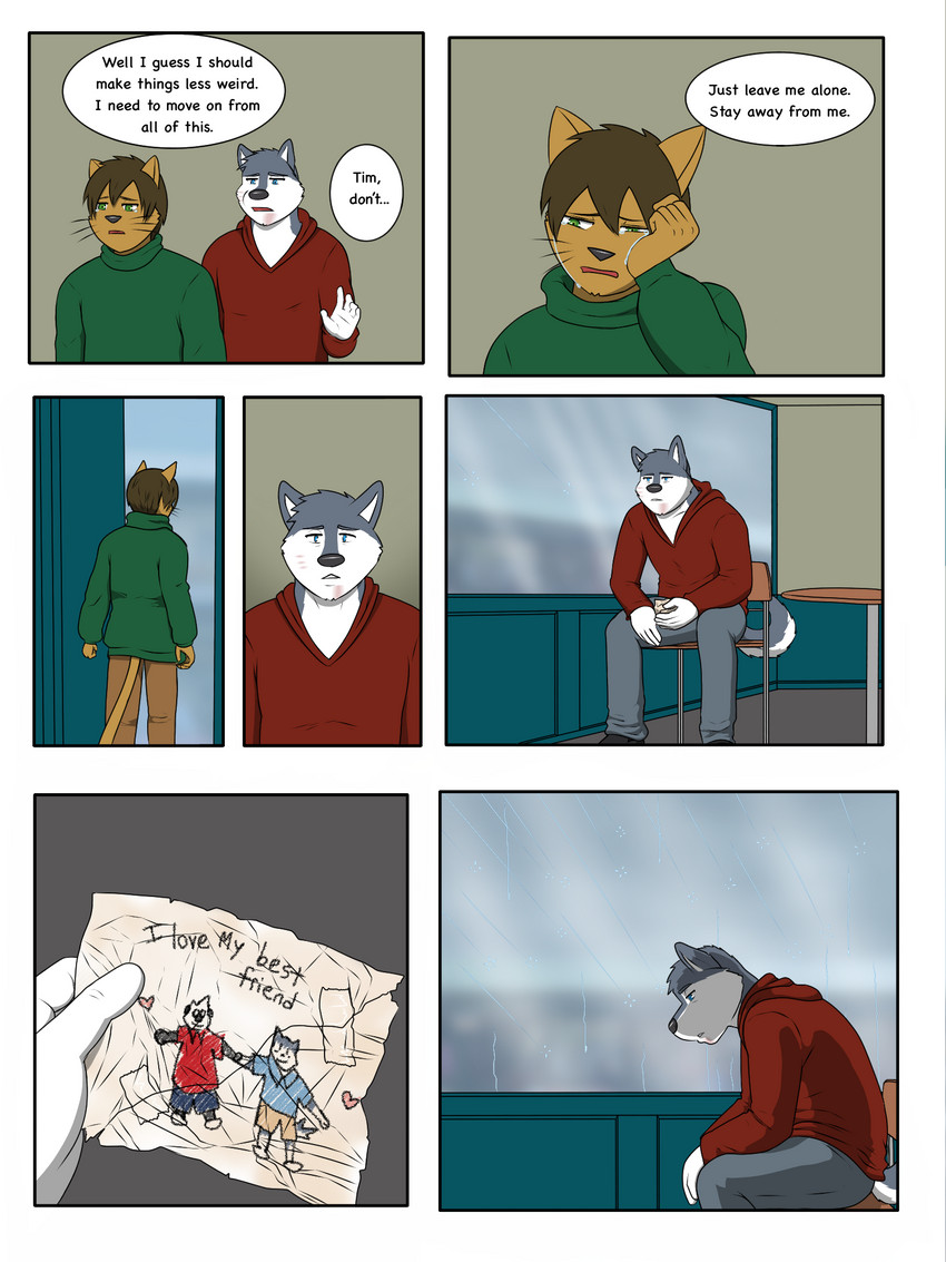 anthro clothing dialogue fur group male text rain-yatsu seattle_fur rainier_(rain-yatsu) tim_(rain-yatsu) canid canine canis domestic_cat domestic_dog felid feline felis husky mammal nordic_sled_dog spitz 2020 3:4 comic english_text hi_res