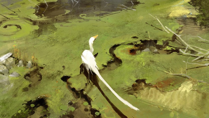 algae ambiguous_gender branch feathers feral long_tail rock solo swamp tail tail_feathers walking water white_body white_feathers mr-jack dinosaur feathered_dinosaur feathered_scalie prehistoric_species reptile scalie theropod 2014 digital_drawing_(artwork) digital_media_(artwork)