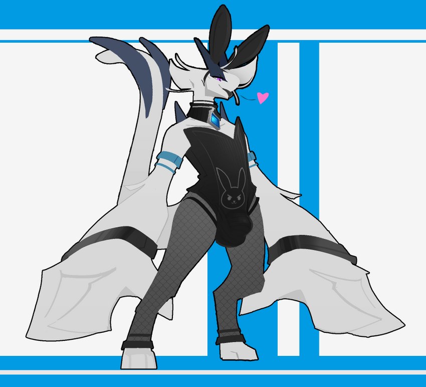 accessory anthro anthrofied armband armwear bulge clothed clothing collar crossdressing fake_ears fake_rabbit_ears femboy gem heart_symbol jewelry legwear male playboy_bunny pokemorph solo stockings tail thick_arms thick_tail tongue tongue_out warden006 meme_clothing nintendo pokemon bloom_(warden006) generation_2_pokemon legendary_pokemon lugia pokemon_(species) meme