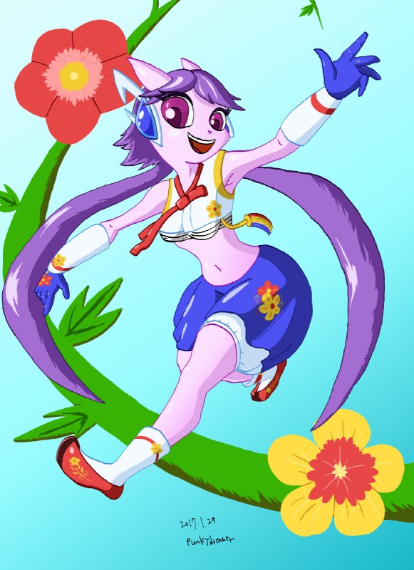 anthro asian_clothing breasts clothing east_asian_clothing female flower hair hanbok korean_clothing midriff navel non-mammal_breasts open_mouth plant purple_hair simple_background solo punkydreamer freedom_planet galaxytrail mythology sash_lilac dragon mythological_creature mythological_scalie scalie 2017 hi_res