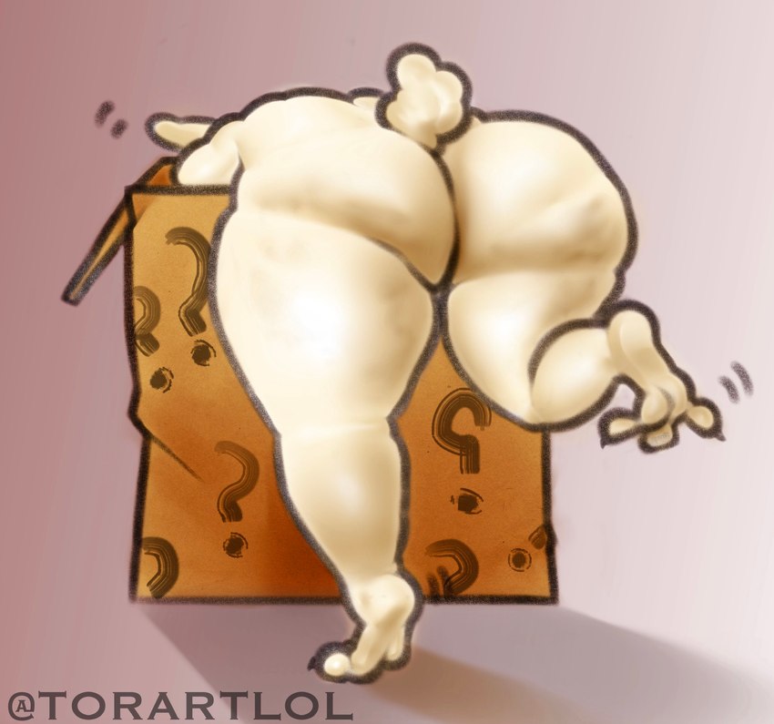 3_toes anthro ass_up back_muscles balancing bent_legs bent_over big_butt bottom_heavy box butt butt_focus cellulite cleft_tail container curious curling_toes curvy_figure feet fluffy fluffy_tail fur gradient_background head_down head_down_ass_up heavy hindpaw huge_butt inside_a_box long_ears male mystery oblivious on_one_leg overweight overweight_male paws presenting presenting_hindquarters question_mark raised_tail rear_view searching simple_background slightly_chubby slightly_chubby_anthro slightly_chubby_male solo standing suggestive tail tan_body tan_fur thick_thighs toes wide_hips torartlol juno_(torartlol) lagomorph leporid mammal rabbit absurd_res hi_res