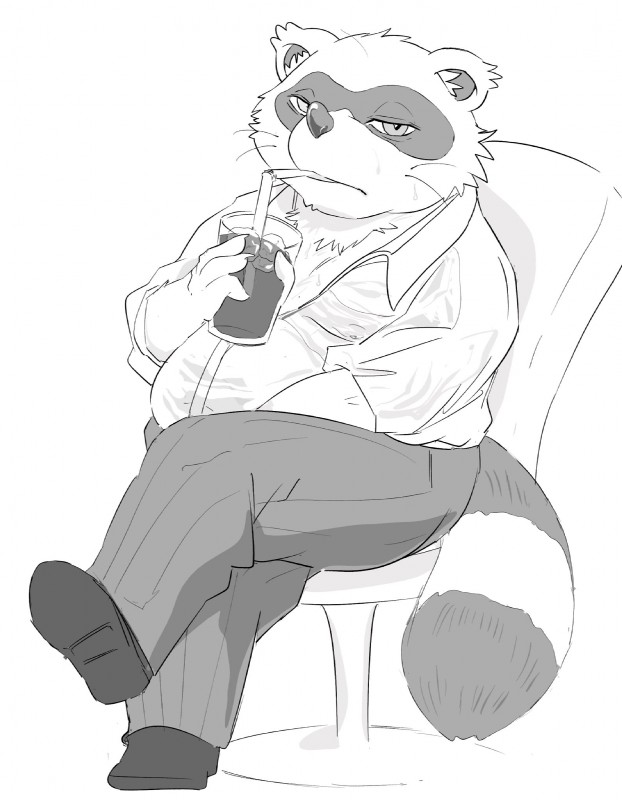 anthro belly biped bottomwear clothing male overweight overweight_anthro overweight_male pants shirt sitting solo topwear hysk sengoku_puzzle tokugawa_ieyasu canid canine mammal raccoon_dog tanuki 2019 hi_res