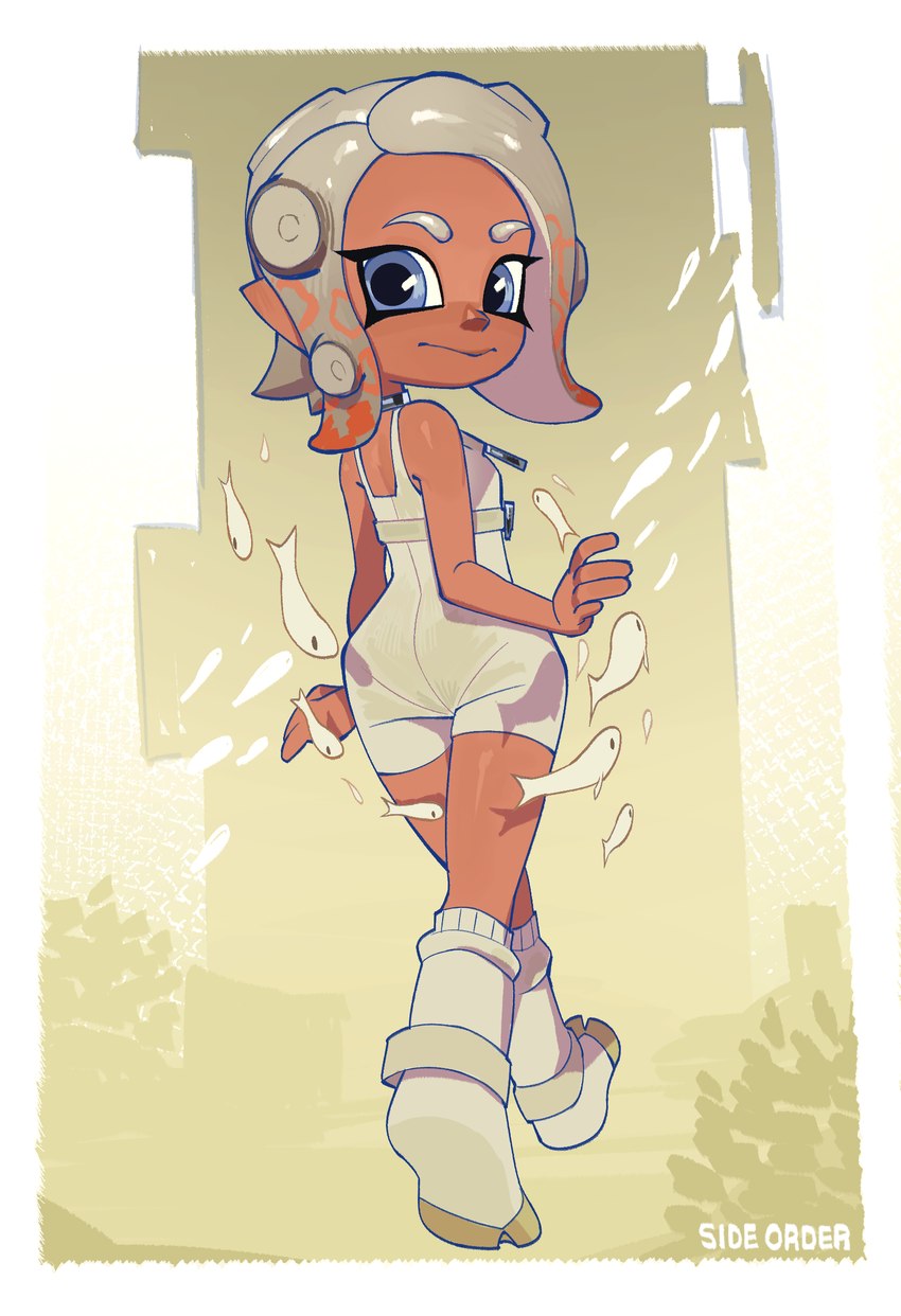 blue_eyes brown_body brown_skin butt clothed_female clothed_humanoid clothing eyebrows female female_humanoid fingers footwear looking_at_viewer looking_back looking_back_at_viewer overalls pseudo_hair rear_view socks solo tan_body tan_skin tentacle_hair tentacles text walking amiokay nintendo splatoon agent_8_(splatoon) ambient_fish ambient_sealife animal_humanoid cephalopod cephalopod_humanoid humanoid marine marine_humanoid mollusk mollusk_humanoid squid_humanoid 2024 digital_drawing_(artwork) digital_media_(artwork) full-length_portrait hi_res portrait