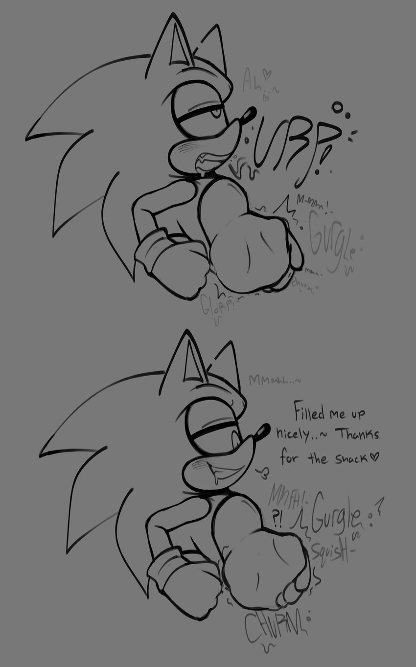 abdominal_bulge after_vore anthro belly big_belly bodily_fluids burping dialogue drooling duo male oral_vore saliva vore oogletvoidlet sega sonic_the_hedgehog_(series) sonic_the_hedgehog absurd_res hi_res